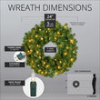 24" Commercial Sequoia Fir Prelit Wreath, 50 Clear Mini Lights