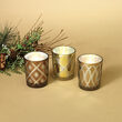 Golden Glass Candle Holders, 3 Piece Set