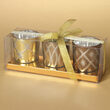 Golden Glass Candle Holders, 3 Piece Set