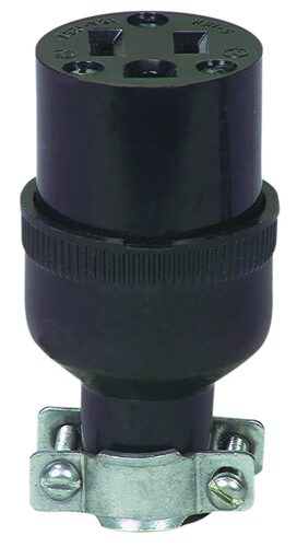 Female Thermoplastic 3 Prong Plug, Black