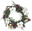 24" Vermont White Battery Operated Wreath, 50 Warm White LED 5mm Lights