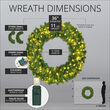 36" Commercial Sequoia Fir Prelit Wreath, 150 Warm White LED 5mm Lights