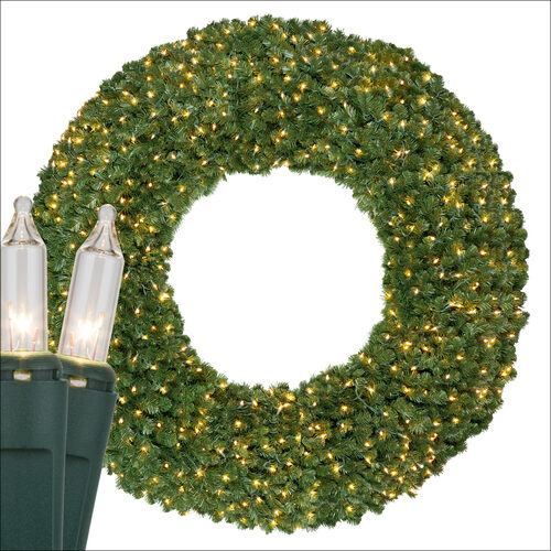 36" Commercial Sequoia Fir Prelit Wreath, 150 Clear Mini Lights