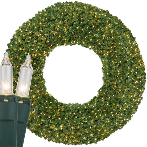36" Commercial Sequoia Fir Prelit Wreath, 150 Clear Mini Lights