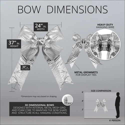 24" Silver Metallic 3D Lam Bow