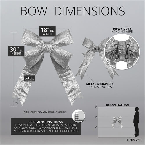 18" Silver Decorative 3D Glitter Bow