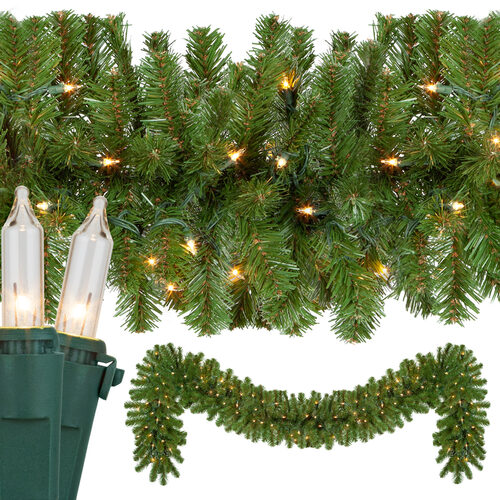 9' x 14" Sequoia Fir Prelit Commercial Holiday Garland, 100 Clear Lights