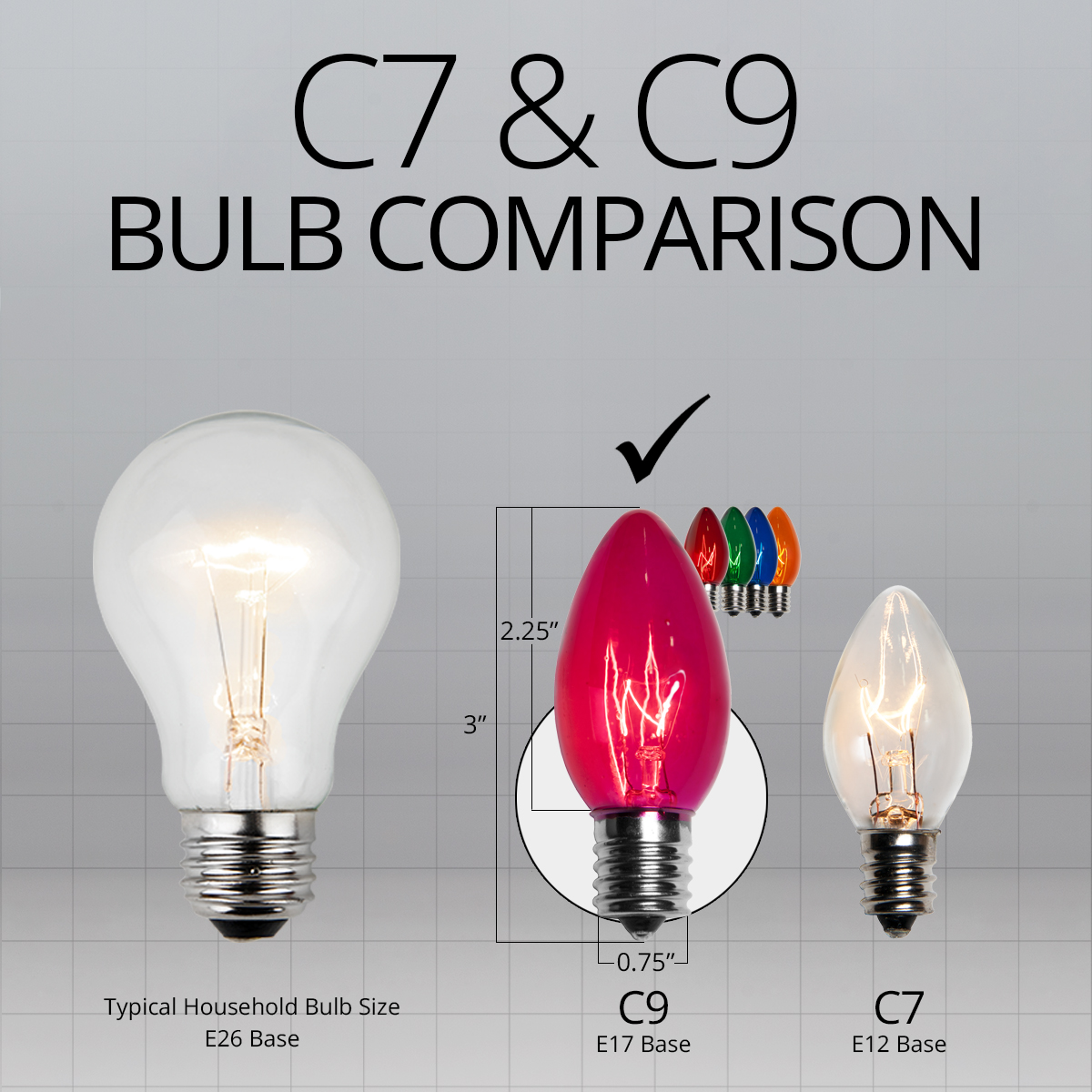 C9 Multicolor Triple Dipped Transparent Bulbs - Wintergreen