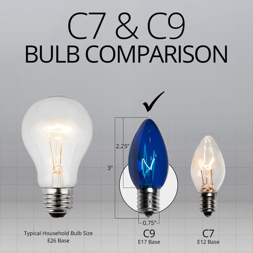 C9 Twinkle Blue Triple Dipped Transparent Bulbs