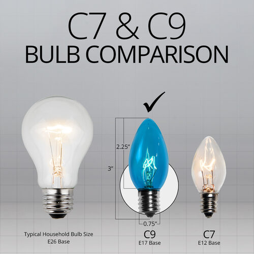 C9 Teal Triple Dipped Transparent Bulbs