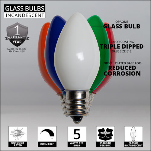 C7 Multicolor Opaque Bulbs
