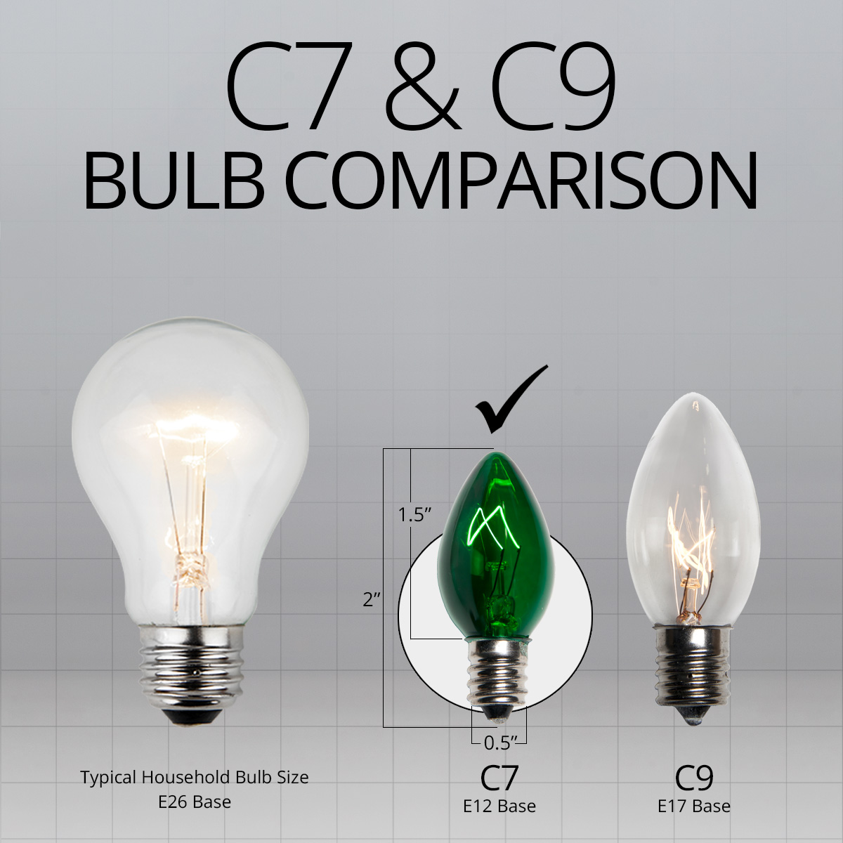 C7 incandescent store christmas light bulbs