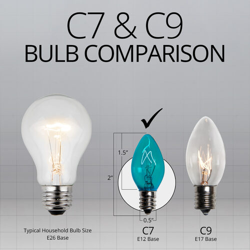 C7 Twinkle Teal Triple Dipped Transparent Bulbs