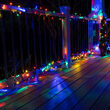 50 LED Halo Multi Color String Lights, Green Wire, 4" Spacing