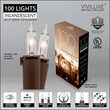 100 Viviluxe TM Clear Christmas Mini Lights, Brown Wire, 5.5" Spacing