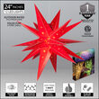 24" Red Aurora Superstar TM Moravian Star Light, Fold-Flat, LED Lights, Outdoor Rated
