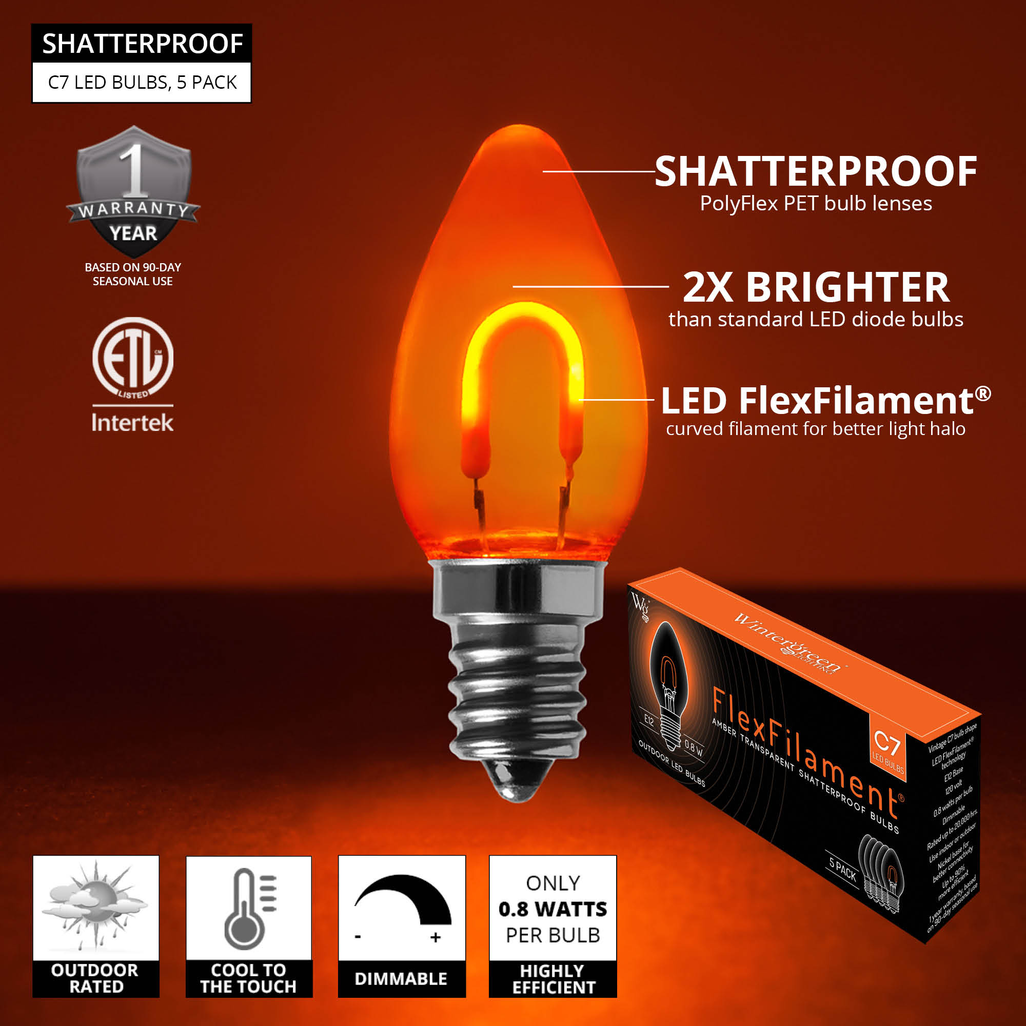 c7 amber light bulbs