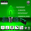 C7 Green FlexFilament Shatterproof Vintage Commercial LED Christmas Lights, 25 Lights, 25'