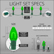 C7 Green FlexFilament Shatterproof Vintage Commercial LED Christmas Lights, 15 Lights, 15'