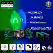 C9 Blue / Green FlexFilament Shatterproof Vintage Commercial LED Christmas Lights, 50 Lights, 50'