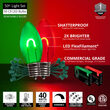 C9 Green / Red FlexFilament Shatterproof Vintage Commercial LED Christmas Lights, 50 Lights, 50'