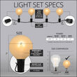 25' Warm White FlexFilament TM Satin LED Patio String Light Set with 25 G50 Bulbs on Black Wire, E12 Base