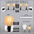 10' Warm White FlexFilament TM Satin LED Patio String Light Set with 10 G50 Bulbs on Black Wire, E17 Base
