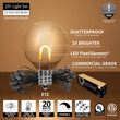 25' Warm White FlexFilament TM Shatterproof LED Patio String Light Set with 25 G50 Bulbs on Black Wire, E12 Base