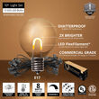 10' Warm White FlexFilament Shatterproof LED Patio String Light Set with 10 G50 Bulbs on Black Wire, E17 Base