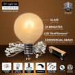 10' Warm White FlexFilament Satin LED Patio String Light Set with 10 G50 Bulbs on White Wire, E17 Base
