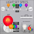 10' Multicolor FlexFilament Satin LED Patio String Light Set with 10 G50 Bulbs on White Wire, E12 Base