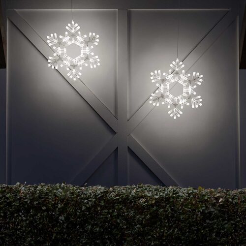 20" Folding Snowflake, Cool White Lights 