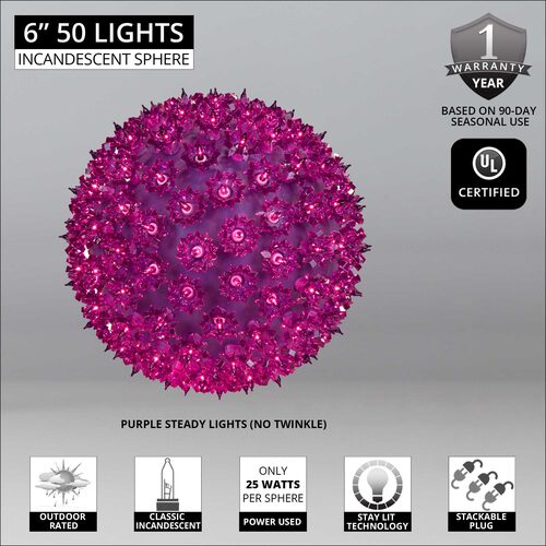 6" Purple Starlight Sphere, 50 Lights