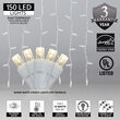  LED Curtain Lights, 150 Warm White 5mm Lights on White Wire
