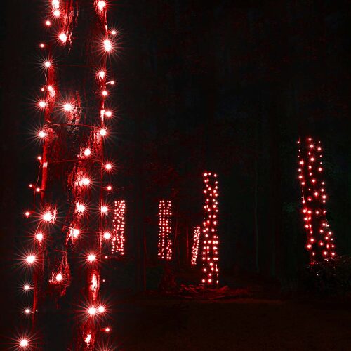 20" x 45" Red StretchNet Pro 5mm LED Christmas Trunk Wrap Lights, 50 Lights on Brown Wire