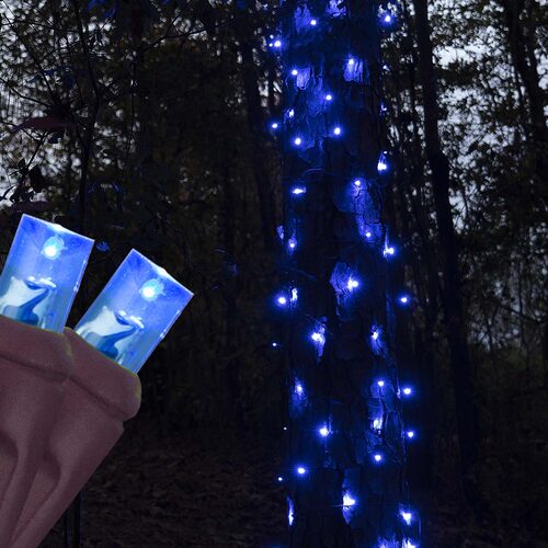 20" x 45" Blue StretchNet Pro 5mm LED Christmas Trunk Wrap Lights, 50 Lights on Brown Wire