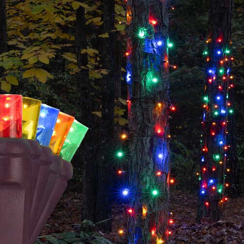 14" x 31" Multicolor StretchNet Pro 5mm LED Christmas Trunk Wrap Lights, 50 Lights on Brown Wire