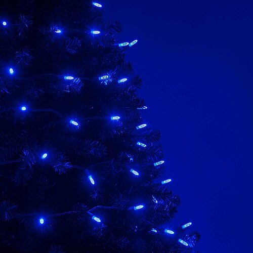 70 M5 Blue LED Lights, Green Wire, 4" Spacing