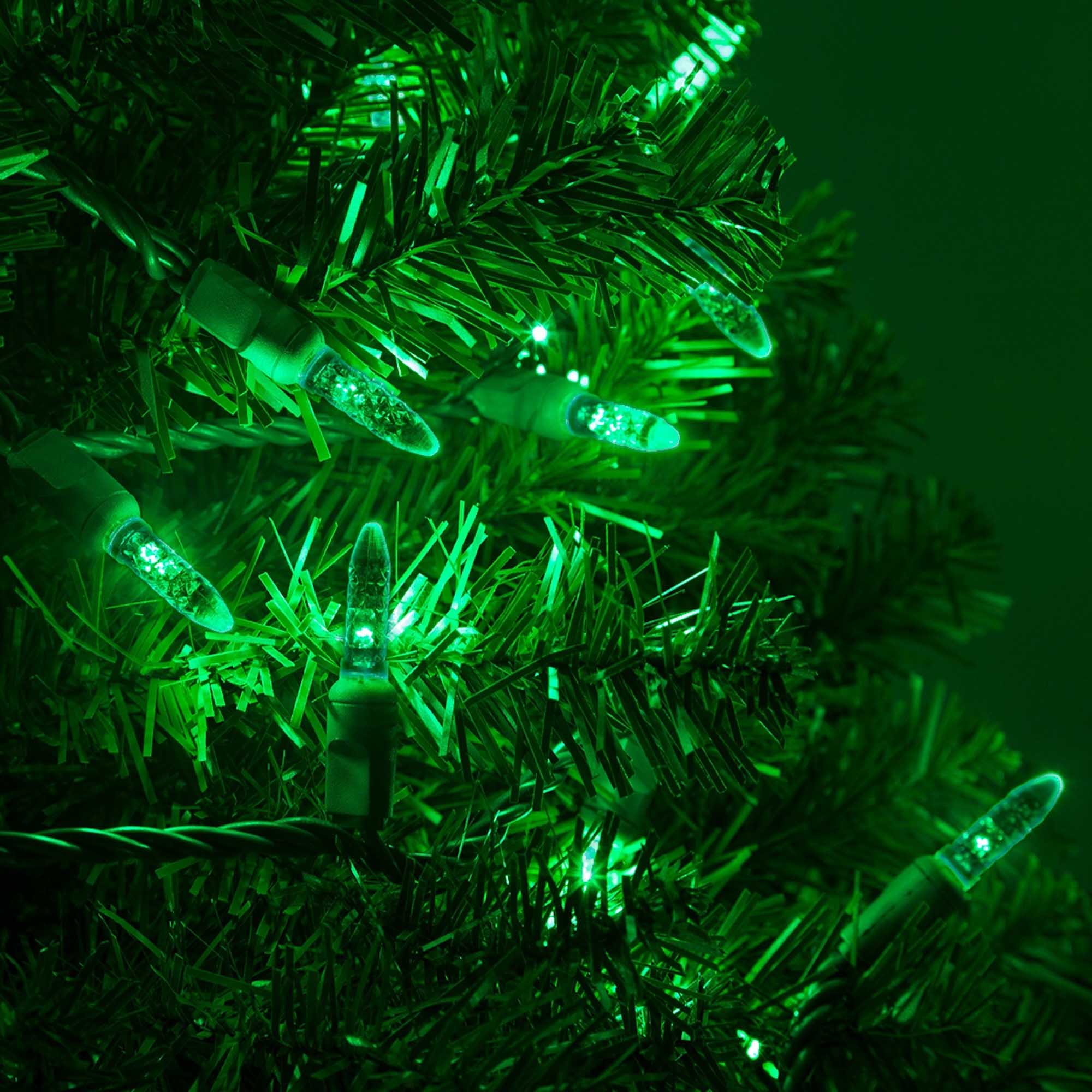M5 Green LED Christmas Tree Lights on Green Wire