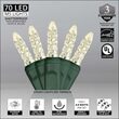 70 M5 Warm White LED Lights, Green Wire, 4" Spacing