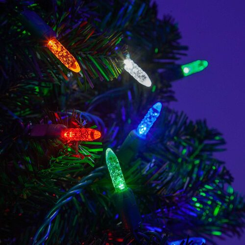 70 M5 Multi Color LED Lights, Green Wire, 4" Spacing