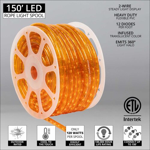 Orange LED Rope Light, 150 ft