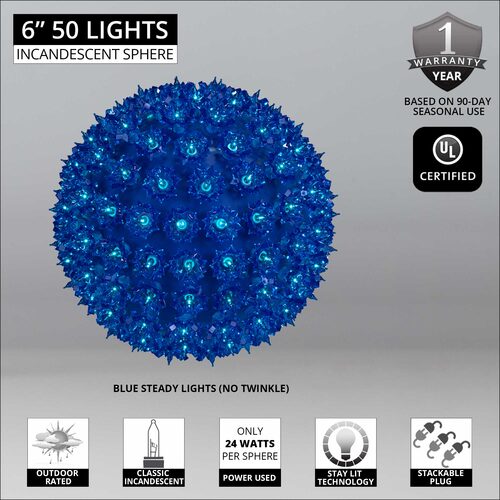 6" Blue Starlight Sphere, 50 Lights