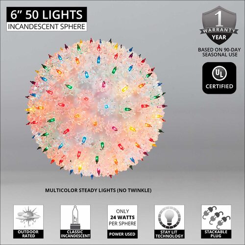 6" Multicolor Starlight Sphere, 50 Lights