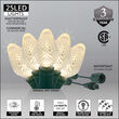25 C7 Warm White Commercial Twinkle LED Lights, Green Wire, 12" Spacing