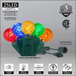 25 G12 Multi Color Commercial LED String Lights, Lights, Green Wire, 4" Spacing