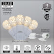 25 G12 Warm White Commercial LED String Lights, Lights, White Wire, 4" Spacing