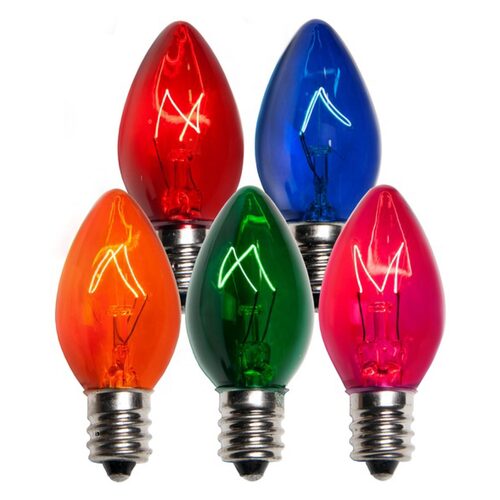 C7 Multicolor Triple Dipped Transparent Bulbs
