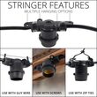 E26 - Medium Light Patio Stringer, 330' Length, 24" Spacing, 10 Amp SJTW Black Wire, Commercial Grade
