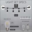 15' Warm White FlexFilament TM Shatterproof LED Patio String Light Set with 10 S14 Bulbs on Black Wire, with Drops